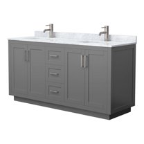 Wyndham Collection Miranda 66" Veneer Wood Double Bathroom Vanity in Gray/Nickel
