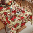 thumbnail image 2 of SASTYBALE Christmas Tablecloths Rectangular, Printed Xmas Table Cloth with Poinsettia Flowers and Holly Berries, Spillproof Polyester Table Cover for for Party Winter Holiday, 2 of 7