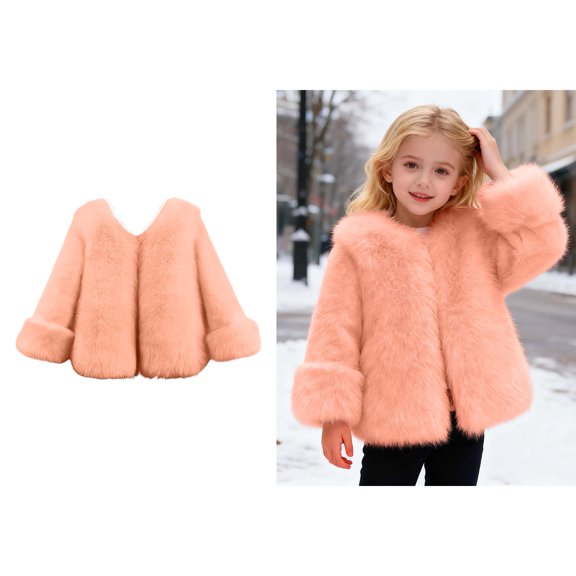 Kids Winter Coat Girls Pink Girls Fluffy Jacket Jacket Girls Cozy Warm Winter Clothes Girls Winter Coat Size 9-10 Years