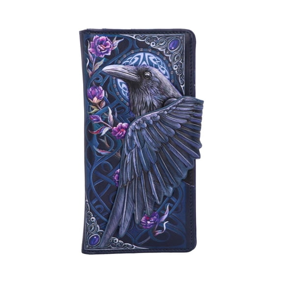 Nemesis Now Ravens Flight Black Wing Floral Embossed Purse Wallet, Polyurethane, 18.5cm