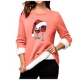 thumbnail image 4 of MIASHUI Chandail en Molleton de Base pour Femmes, Manches Longues, Col Rond, Poche, Épais en Polaire, Rose, TTTTG, 4 of 5