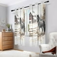 thumbnail image 7 of Horse Farmhouse Semi Sheer Curtains 2 Panels Faux Linen Voile Sheer Drapes for Office Living Room 63x42in, 7 of 7
