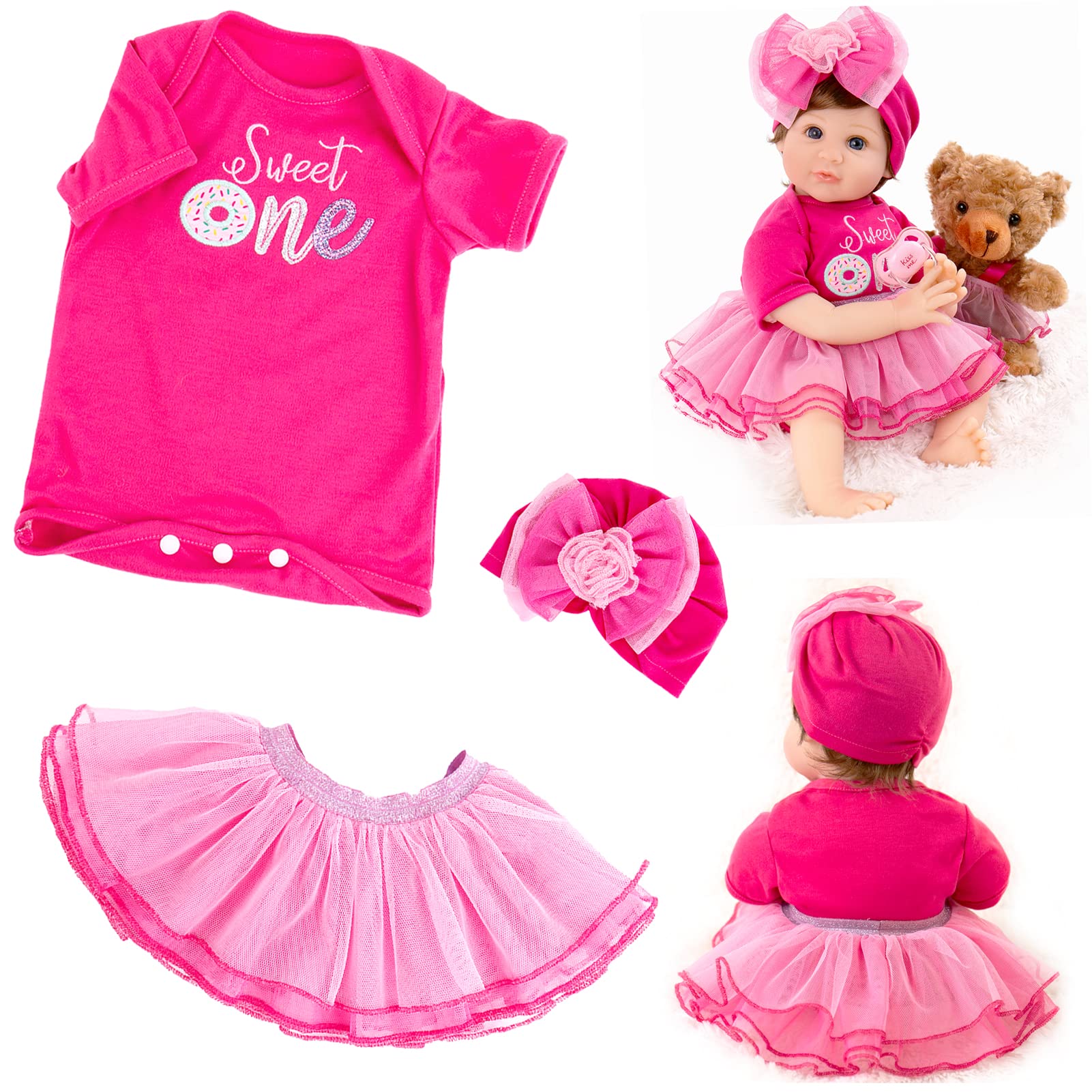Aori Reborn Baby Doll Clothes Accessories Pink Outfit Dress for 2022