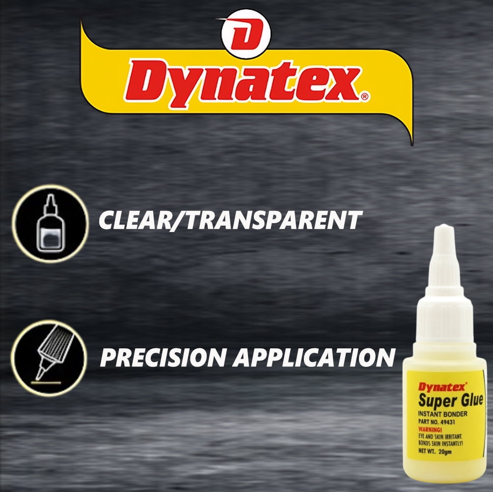 Dynatex .70 oz Super Glue Instant Adhesive - Bonds Glass Metal Plastic Rubber, 5000 PSI Strength, Clear Bond, Up to 175°F, Stronger Than Standard (6-Pack)