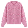thumbnail image 5 of Suéter tipo cárdigan con bordado tridimensional de flores pequeñas para mujer, estilo suave, otoño e invierno, suelto y ajustado, de punto, estilo coreano, 5 of 5