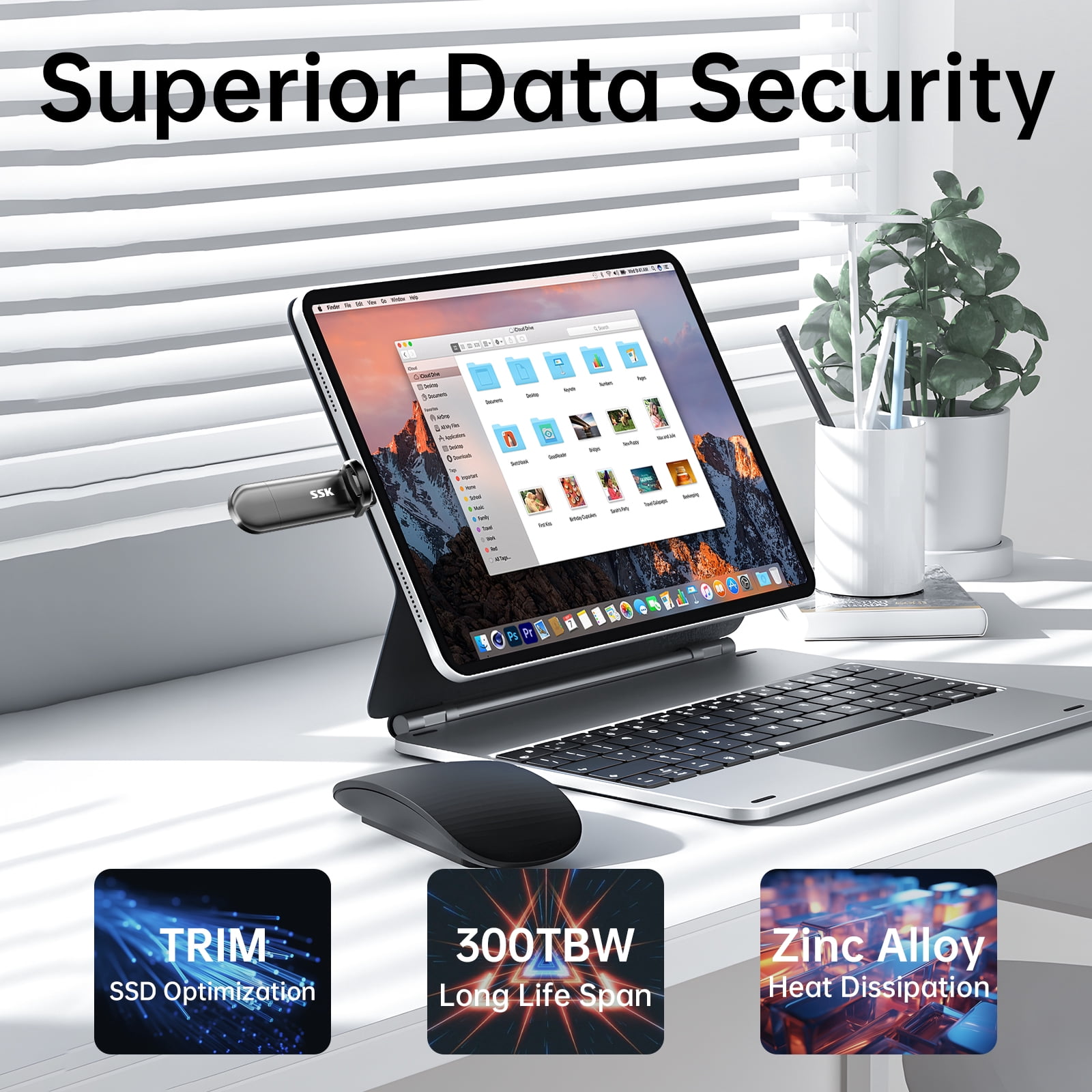 SSK USB Flash Drive 512GB SSD External, TLC NAND Solid State Drive Dual USBC USBA Port, Up to 1000MB/s High-Speed Portable 512GB USB Thumb Drive Stick for iPhone 15/16/17 Pro, Mac, Android, PC Backup
