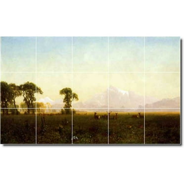 Ceramic Tile Mural-Albert Bierstadt Animals Painting 5. 21.25" w x 12.75" h using (15) 4.25 x 4.25 ceramic tiles