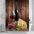 thumbnail image 3 of Vintage Farmhouse Shower Curtain for Bathroom Decor, Wine Cheese Grapes Brown Wood Grain Waterproof Fabric Shower Curtain, 60"x72" Set with 12 Hooks, 3 of 9