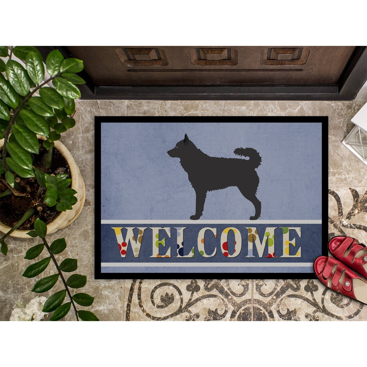 Carolines Treasures BB8336JMAT Mudi Welcome Door Mat Indoor Rug or Outdoor Welcome Mat 24x36 Doormat  36"L x 24"W
