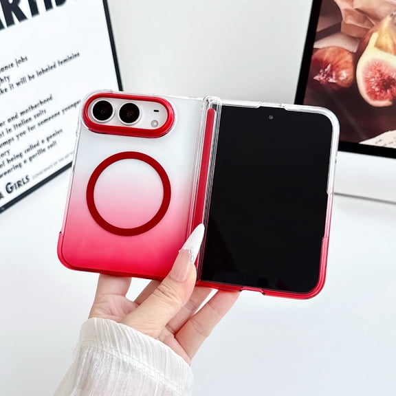 Corliven for iPhone Duo Case, Compatible with MagSafe, Hinge Protection, Hard PC Protective Cover with Shockproof Anti-Scratch Design, Red