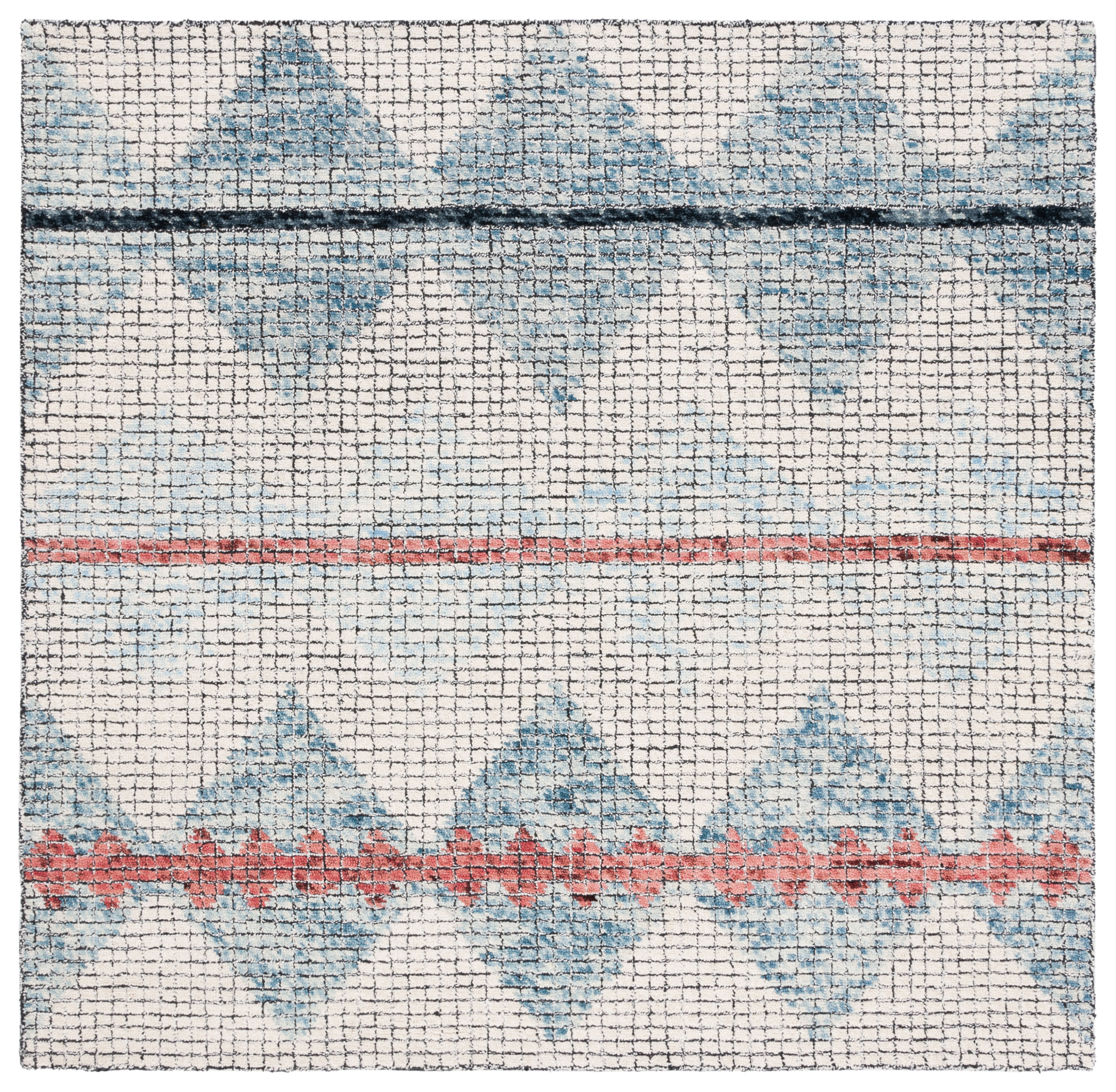 SAFAVIEH Abstract Bosworth Southwestern Area Rug, Ivory/Blue, 6' x 6' Square