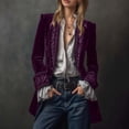 thumbnail image 2 of Fall Jacket Women Vintage Floral Lace Velvet Open Front Steampunk Slim Lightweight Outfits Purple, 2 of 5