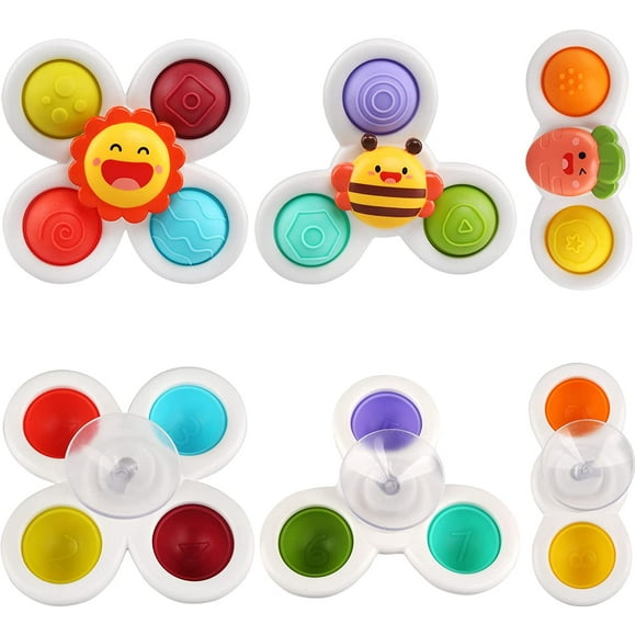 Zshan 3-Piece Set Children's Fingertip Gyro Toy Rotating Flowers Small Windmill Wind Suction Cup Fun Spinning Bubble Fun to Play