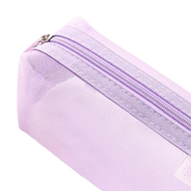 Estuche multiusos para lápices, ligero, de nailon, porta lápices, bolsa de material escolar para Violeta