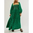 thumbnail image 2 of SUNSIOM Robe Longue Femme, Robe à Manches Longues Brodée de Fleurs Manches Lanterne Col Carré Robe Fluide Printemps Automne, 2 of 9
