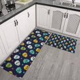 thumbnail image 2 of Navy Colorful Skull Pattern Kitchen Rugs Sets Of 2,Anti Fatigue Kitchen Mat Rugs Non Slip Washable,Decorative Kitchen Floor Mats for Kitchen,Sink,Laundry,17"x30"+17"x47", 2 of 7