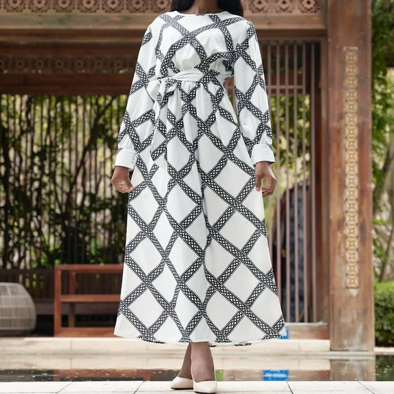 Amazing Snazzy Malaysia Islamic Long Maxi Dress with Belt Muslim A-Line Maxi Dress with Belt