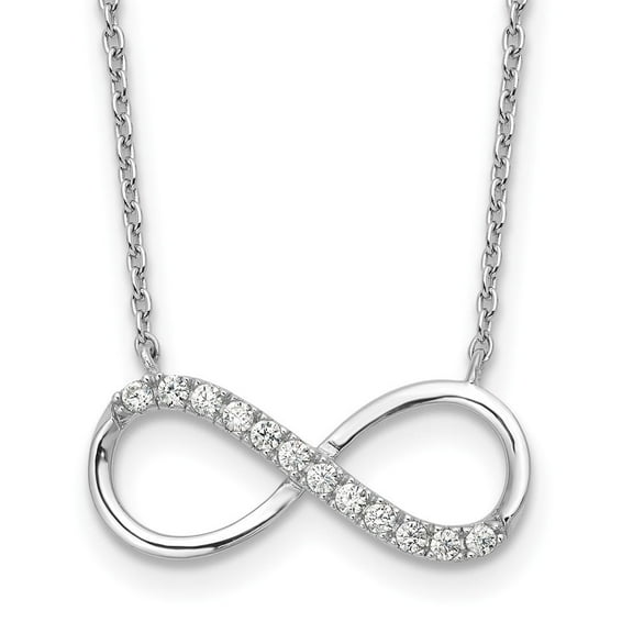 Auriga 925 Sterling Silver 1 mm Rhodium-plated Brilliant-cut CZ Infinity Necklace for Women 18"