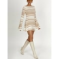 thumbnail image 3 of Faithtur Robe Mini d'Automne pour Femmes Manches Longues Dos Ouvert Contraste/couleur Unie Robe Pull Décontractée, 3 of 8