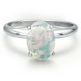 thumbnail image 3 of Gem Stone King 14K White Gold Simulated White Opal Solitaire Engagement Ring for Women | 1.00 Cttw | Oval Cabochon 9X7MM | Gemstone October Birthstone | Size 7, 3 of 6