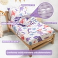 thumbnail image 5 of Beavtaens 4 Piece Toddler Bedding Set, Breathable and Soft Baby Sheet Set, Includes Quilted Comforter, Flat Sheet, Fitted Sheet and Pillowcase for Girls (Purple Dinosaur), 5 of 8