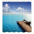thumbnail image 3 of Ambesonne Summer Shower Curtain, Wooden Deck on a Lake, 69"Wx84"L, Violet Blue Turquoise, 3 of 5