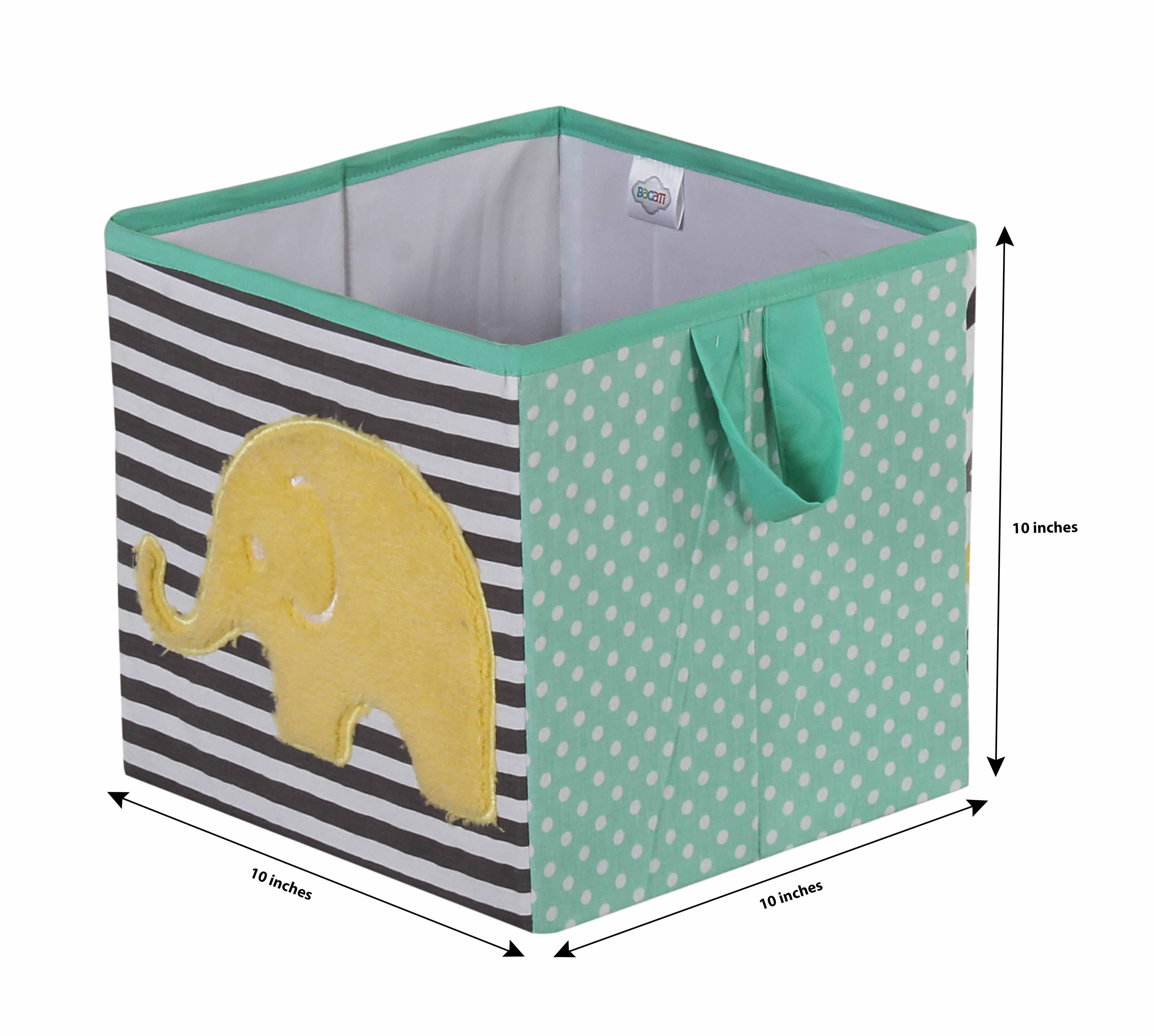 Bacati - Elephants Nursery Storage Items, Mint/Yellow/Grey