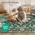 thumbnail image 4 of ODIKA 9'x12' Washable Area Rug Forest Sage Bold Distressed Border Ornate Scroll Decorative Alfombra for Master Suite, California King, Under Bed, Non-Shedding, Easy Care, 4 of 7