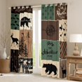 thumbnail image 3 of Homewish Moose Bear Deer Black Out Curtains, Vintage Brown Green Buffalo Curtains Pack of 2 (42x63 Each), Western Countryside Bedroom Curtains, Window Curtains Home Decor, 3 of 6