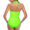 thumbnail image 2 of Aayomet Swimsuits Color Block Print Swimsuits Criss-Cross Back V Neck Bathing Suits Athletic Padded Athletic Training Swimwear,Green S, 2 of 4