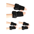 thumbnail image 1 of BEMS-3 pares de guantes de cuero nuevos guantes de lana tejidos dedos abiertos medio dedo guantes de lana sintética A, 1 of 4