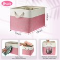 thumbnail image 2 of 8 Pack Collapsible Storage Bins Fabric Storage Bins Polyester Fabric Baskets with Handles Linen Closet Organizer for Shelf Home Closet Towels Toys(15 x 11 x 9.5 in,Pink White), 2 of 14