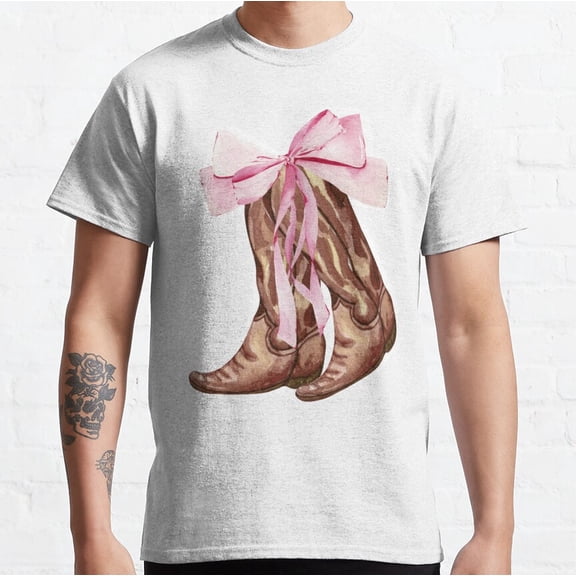 Hot Trending Coquette cowgirl boots with bow sticker Classic T-Shirt Vintage Birthday Gifts