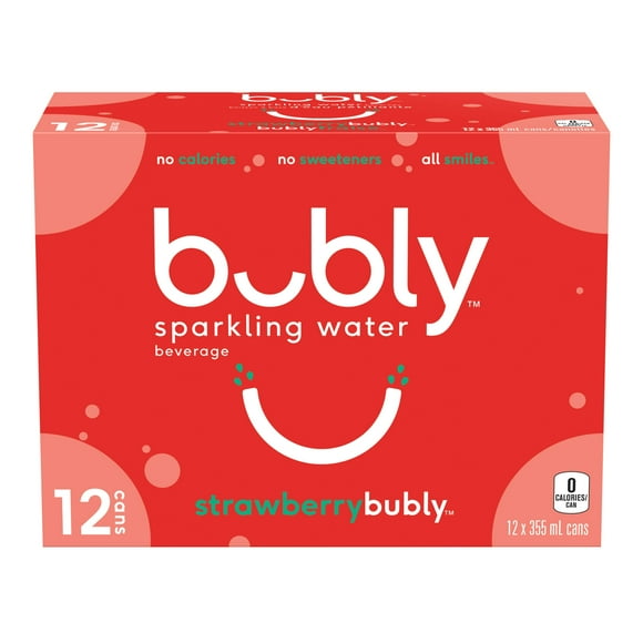 Bubly Strawberry Sparkling Water 12 x355 mL, Cans