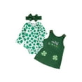 thumbnail image 2 of Loicainy Baby Toddler Girls Irish Overall Outfits 3 6 12 18 Months Long Sleeve Romper + Shamrock Dress + Headband Set Newborn Clothes, 2 of 9