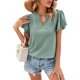 thumbnail image 2 of Lucakuins Blusa de manga corta de verano para mujer, cuello en V recortado Color sólido Casual Party Street Summer Shirt Tops Lucakuins moda, 2 of 7