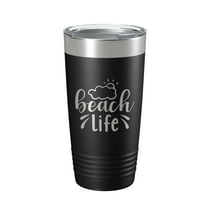 Beach Life Tumbler Sunshine Travel Mug Insulated Laser Engraved Coffee Cup 20 oz Black
