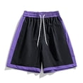 thumbnail image 2 of Men's Color Block Quick Dry Shorts 7-Inch, Elastic Waist Drawstring Casual Baggy Swim Trunks with Side Pockets, Lightweight Breathable Summer Beach Shorts Black, 2 of 5