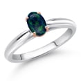 thumbnail image 2 of Gem Stone King 10K 2 Tone Gold Green Opal Ring for Women (0.50 Cttw, Gemstone October Birthstone, Oval Cabochon 6X4MM, Available in Size 5, 6, 7, 8, 9), 2 of 4