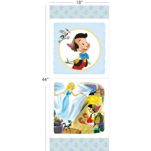 Disney Pinocchio Fabric Panel in Blue by The Panel