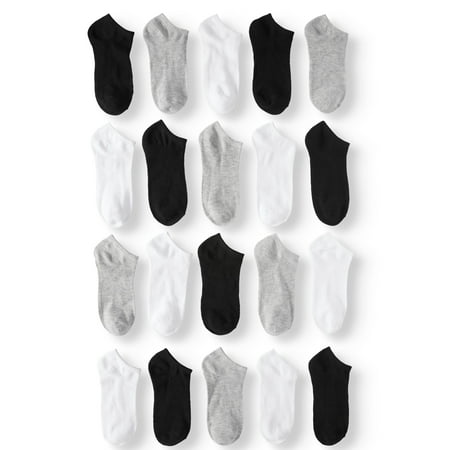 Wonder Nation Girls Socks, 20 Pack No Show Fashion (Little Girls & Big Girls)