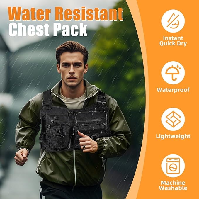 Chest Bag for Men,Running Pack Vest for Workouts,Water Resistant Sports Chest Pack For Running