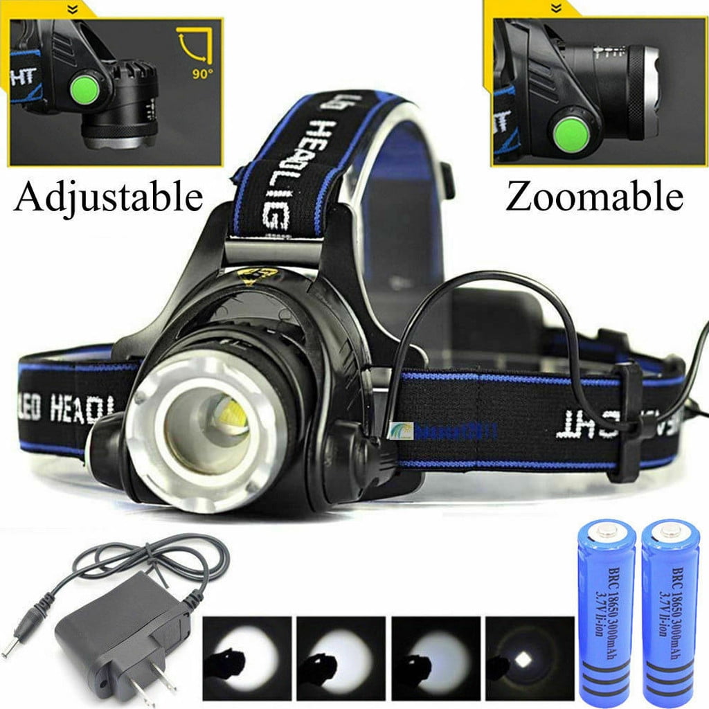 Rechargeable Head light T6 LED Military Headlamp Zoomable+Charger+2*18650 Light