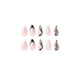 thumbnail image 5 of 24 unidades de uñas para mujer, estilo ovalado, estilo francés, blanco y negro, con diseño de pato mandarín, para verano, herramientas de manicura de bricolaje, pegatinas de cobertura total, 5 of 5