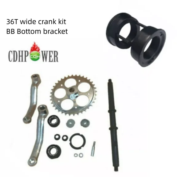 CDH 36T 3PCS Bicycle Bottom Wide Crank Assembly and BB Bottom Bracket 2 Stroke Motorized Bike