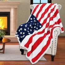 Patriotic US Flag Blanket, American National Flag Throws, Sherpa Fleece Reversible Blanket for Couch Bed Decor, 4th of July Citizenship Veteran Gift