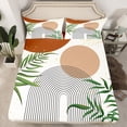 thumbnail image 2 of Homewish Geometric Stripes Circle 3pcs Twin Sheet Sets for Female Men Teens,Vintage Aesthetic Twin Fitted Sheet,Botanical Plants Leaves Breathable Flat Sheet,Breathable Home Decor, 2 of 7