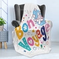 thumbnail image 4 of Going Away Party Soft Flannel Fleece Blanket, Happy Message Colorful Cartoon Funny Faced Airplane Journey Themed Print, Cozy Plush for Indoor and Outdoor Use, 50" x 60", Multicolor, by Ambesonne, 4 of 5
