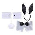 thumbnail image 4 of Bunny Costume Set Headwear Bowtie Decorativo Conejo Oreja Diadema Pajarita Puños Cola para Mujeres Concierto Decoración Halloween Cosplay Hugo disfraz de conejo, 4 of 10