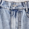 thumbnail image 5 of Shorts Girls Girls Mid Rise Distressed Denim Shorts Solid Color Fashion Washed Straight Leg Casual Summer Blue 11 Years-12 Years, 5 of 7